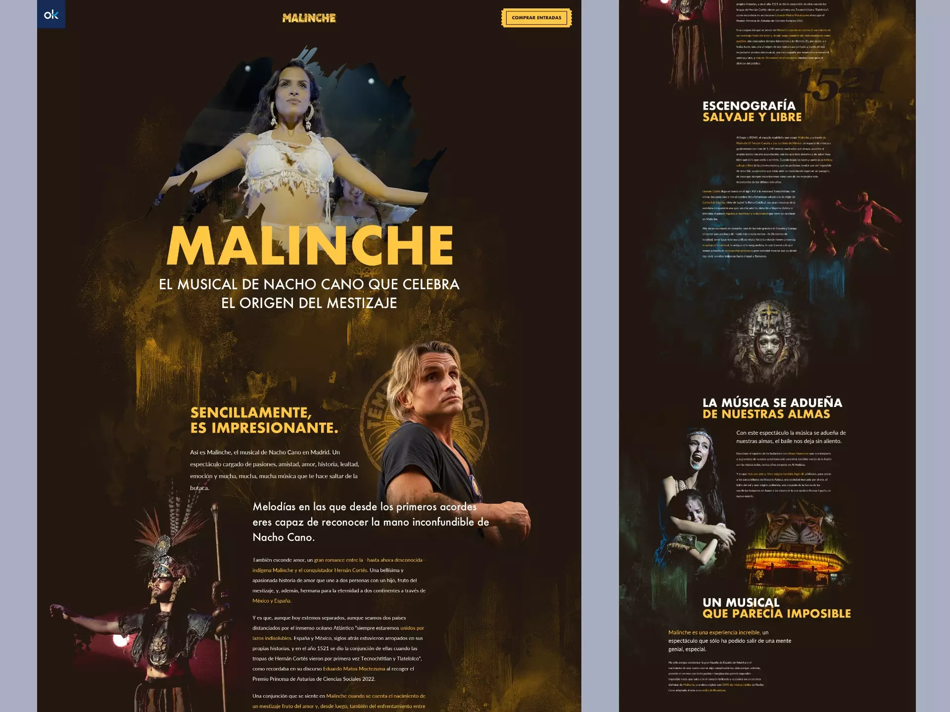 Diseño web musical Malinche Nacho Cano
