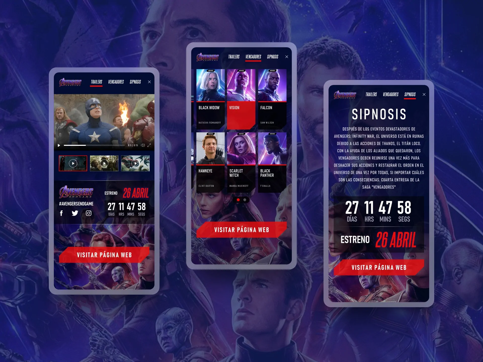 Diseño de promo interactiva Advengers End Game